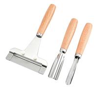 Pelador Y Rebanador De Mano De 3 Piezas - Pelador De Verduras Con Mango De Madera, Rebanador De Acero Inoxidable | Raspador De Frutas Multifuncional Para Tomates, Queso, Piña, Melones, Desayuno, Prepa
