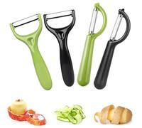 Pelapatatas, Pelador Arcos Acero Inoxidable 4 Pcs Pelador Judias Verdes, Pelador Patatas Arcos, Pelador Patatas Profesional, Pelador para Patatas Zanahorias Verduras Frutas(Negras&Verdes)