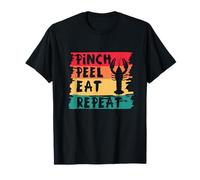Pelar Pelar Comer Repetir Cangrejo Divertido Retro Mariscos Amante Camiseta