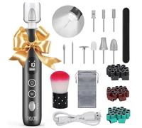 PELCAS Molinillo de uñas eléctrico, taladro de uñas inalámbrico de 10 velocidades con luz LED, kit portátil de manicura y pedicura, lima de uñas con pantalla LCD para humanos, mascotas, uñas gruesas,