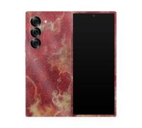 Pelcula brillante de glitter de piel compatible con Samsung Galaxy Z Fold 6 - Marble carmes - Cubierta de calcomana protectora de vinilo 3M Premiu