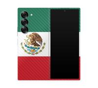 Pelcula de fibra de carbono Piel compatible con Samsung Galaxy Z Fold 6 - Bandera mexicana - Cubierta de calcomana protectora de vinilo 3M Premium
