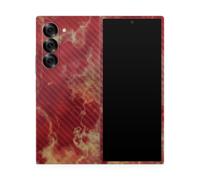 Pelcula de fibra de carbono Piel compatible con Samsung Galaxy Z Fold 6 - Marble carmes - Cubierta de calcomana protectora de vinilo 3M Premium 3M