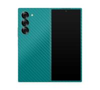 Pelcula de fibra de carbono Piel compatible con Samsung Galaxy Z Fold 6 - Teal slido - Cubierta de calcomana protectora de vinilo 3M Premium - Fc