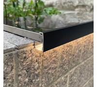 peldaño antideslizante Perfil Angular De Aluminio Negro Para Remate De Escaleras, Liso, Doble Desplazamiento, Empotrable, Antideslizante, Para Iluminación De Escalones(18mm5pack,140cm/55in)