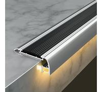 peldaño antideslizante Perfil De Aluminio Para Remate De Escaleras Con Canal LED, Riel Para Tira De Luz LED Con Ranura Para LED Para Cine, Oficina, Hogar, Debajo De Las Escaleras(20pack,L 104cm/41in)