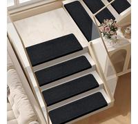 Peldaños de escalera de 8 x 22 pulgadas antideslizantes con parte trasera adhesiva extraíble para peldaños de madera de interior, alfombrillas de seguridad con bordado floral, 5 unidades (55 cm x 22