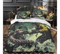 pelea de monstruos marinos 3D Impresión Edredón funda 3pz Microfibra hipoalergénica estilo fantasía-acción Funda de edredón 2 fundas ligera Decoración habitación parejas Super king（260x220cm）