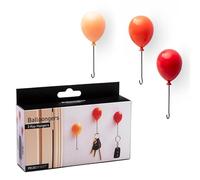 PELEG DESIGN Balloongers Colgador de Llaves Pared - Set de 3 Cuelga Llaves Decorativos con Forma de Globo - Gancho Pared Adhesivo o Imán para Nevera - Organizador de Llaves