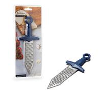 Peleg Design Gratiator - Rallador de Queso y Cocina en Forma de Espada, Acero Inoxidable con Mango Azul, Ideal para Queso, Limón, Jengibre y Verduras
