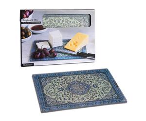 PELEG DESIGN Rugboard Mini Tabla de Cortar de Cristal - Tabla Pequeña Diseño Alfombra, Salvamanteles e Higiénica Bandeja de Servir, Vidrio Templado Resistente y Decorativo, 19 x 28 cm