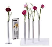 Peleg Design - Set de 5 Jarrones Magnéticos Dorados de Aluminio, Decoración Moderna para Hogar y Jardín, Ideal para Flores Reales o Artificiales (Plata)