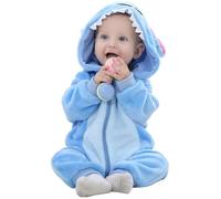 Pelele para bebé recién nacido, unisex, diseño de animales, con cremallera y capucha, mono de franela para otoño e invierno Estrella Azul 18 meses