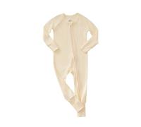 Pelele unisex cómodo suave mono de dormir asimétrico cremallera larga una pieza minimalista funcional de punto acanalado monocolor para el día a día, Estilo-k02 Beige, 0-3 meses