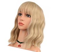 Pelera Rizada Artificial, Peluca Rizada Suave y Corta, Cabello Sintético a Alta Temperatura para Mujeres (Luz de oro)