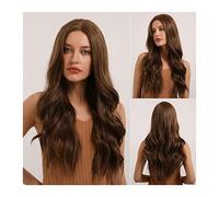 Pelera rubia Pelera sintética de 24 pulgadas de 24 pulgadas para mujeres Long Wavy Brown Lace Wig Wig Media Wig Wigs resistente al calor resistente a la fiesta Use pelucas grises para mujeres (D 24
