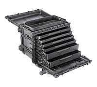 PELI 0450 Caja de Herramientas Professional de Alta Resistencia con 1 cajón Profundo y 6 cajones de Poca Profundidad extraíbles, 47L de Capacidad, Fabricada en EE.UU, Color: Negro