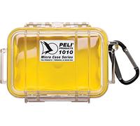 PELI 1010 Cajita estanca IP67 para guardar pequeños accessorios como llaves y tarjetas SD en actividades al aire libre, 0,3L de capacidad, fabricada en EE.UU., color amarillo/transparente
