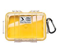 PELI 1020 Estuche robusto para proteger pertenencias pequeñas durante actividades al aire libre, como kayak, windsurf o natación, IP67, capacidad: 0,5L, fabricado en EE.UU, color amarillo/transparente
