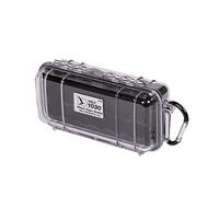 PELI 1030 Cajita outdoor IP67 resistente al agua, al polvo y a los impactos para pertencias personales pequeñas, 0,6L de capacidad, fabricada en EE.UU., color negro/transparente