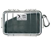 PELI 1040 Estuche Impermeable a Prueba de Golpes para Proteger pertencias pequeñas como móvil, Llaves y Herramientas, IP67 estanco, 0,7L de Capacidad, Fabricado en EE.UU., Color Negro/Transparente