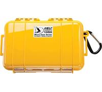 PELI 1050 Micro Case, Cajita estanca para proteger objetos pequeños en actividades al aire libre y deportes, IP67 estanca1L de capacidad, fabricada en EE.UU., color amarillo/color negro