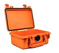 PELI 1120 Funda de cámara rígida y estanca para equipos fotográficos y delicados, IP67 estanca e impermeable al polvo, 2L de capacidad, fabricada en EE.UU., sin espuma, color naranja