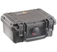 PELI 1120 Maletín de transporte impermeable para DSLR, flash y lentes, estanco y resistente a los impactos, IP67 estanco, 2L de capacidad, fabricado en EE.UU., sin espuma, color negro
