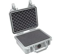 PELI 1200 Maleta fotográfica resistente al agua, al polvo y a los impactos, IP67 estanca e impermeable al polvo, 4L de capacidad, fabricada en EE.UU., con espuma personalizable, color gris