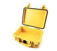 PELI 1200 Maletín técnico de polipropileno para cámaras, objetivos, flashes y drones, IP67 estanco e impermeable al polvo, 4L de capacidad, fabricado en EE.UU., sin espuma, color amarillo