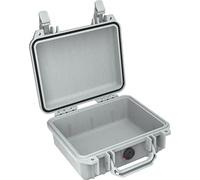 PELI 1200 Maletín técnico estanco para el transporte de equipos electrónicos y fotográficos frágiles, IP67 estanco, 4L de capacidad, fabricado en EE.UU., sin espuma, color gris