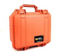PELI 1300 Maleta protectora rígida de polipropileno para equipos profesionales de foto, vídeo y audio, IP67 estanca, 6L de capacidad, fabricada en EE.UU., con espuma personalizable, color naranja