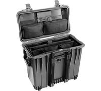 PELI 1440 Maletín de Carga Superior con separadores de Oficina Acolchados Ajustables y Organizador de Tapa, IP67 estanco, 34L de Capacidad, Fabricado en EE.UU., Color Negro