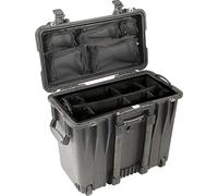 PELI 1440 Maletín Profundo Resistente al Agua, al Polvo y a los Impactos con Ruedas y asa retráctil, IP67 estanco, 34L de Capacidad, Fabricado en EE.UU., con divisores Acolchados, Color Negro