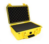 PELI 1450 Maleta de transporte resistente para componentes electrónicos, instrumentacion, herramientas, IP67 estanca, 15L de capacidad, fabricada en Alemania, con espuma personalizable, Color Amarillo