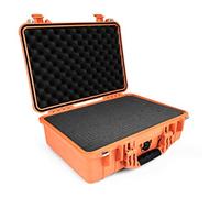 PELI 1500 Maleta estanca para transportar instrumentos, equipos fotográficos y electrónicos, IP67 estanca, 19L de capacidad, fabricada en Alemania, con espuma personalizable, color naranja