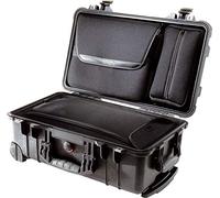 PELI 1510LOC Maleta de Cabina Tipo Trolley a Prueba de Golpes con Funda para portátil, Accesorios y Compartimento para Equipaje, IP67 estanca, 27L de Capacidad, Fabricada en EE.UU., Color Negro