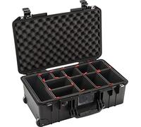 PELI 1535 Air Maleta fotográfica ligera tipo trolley resistente a los impactos, estanca, 27L de capacidad, fabricada en EEUU, con divisores personalizables TrekPak, Color Negro