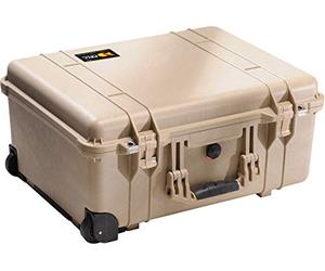 PELI 1560 Maleta de Transporte Grande para Equipos frágiles con Ruedas y Mango telescópico, IP67 estanca e Impermeable al Polvo, 44L de Capacidad, Fabricada en Alemania, sin Espuma, Beige