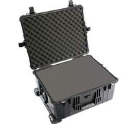 PELI 1610 Caja protectora grande tipo trolley para equipos electrónicos y sistemas ópticos, IP67 impermeable al agua, 62L de capacidad, fabricada en Alemania, con espuma personalizable, color negro