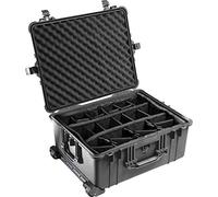 PELI 1610 Trolley a prueba de golpes para cámaras, objetivos, drones e instrumentación, IP67 impermeable al agua/polvo, 62L de capacidad, fabricado en Alemania, con divisores acolchados, color negro
