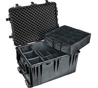 PELI 1660 Caja de Transporte estanca con Ruedas para Equipos electrónicos y fotográficos, IP67 Impermeable al Polvo, 160L de Capacidad, Fabricada en Alemania, con divisores Acolchados, Color Negro