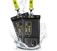 Peli - Paquete de 2 fundas impermeables IP68 para teléfono (tamaño normal) - Funda impermeable para iPhone 16 Pro Max/iPhone 15 Pro/14 Pro/13/12/S25 - Cordón desmontable - Negro/Amarillo de alta