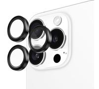 Pelican Camera Lens Protector w/Aluminum Rings for iPhone 16 Pro MAX/iPhone 16 Pro - 9H Tempered Glass - Durable Anti-Scratch, Anti-Shatter, HD View w/Night Shoot, Case Friendly, Easy Install - Black