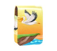 Pelican Flying on the Sky - Estuche portátil para lápiz labial, mini caja de almacenamiento de lápiz labial con espejo para mujer, Varios colores, 9.5x2x7 cm/3.7x0.8x2.7 in