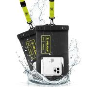 Pelican Marine - Paquete de 2 Fundas Impermeables IP68 (tamaño XL) - Funda Flotante para teléfono - iPhone 14 Pro Max/13 Pro Max/12 Pro Max/11/S23 Ultra/Pixel 7 - Cordón Desmontable - Negro/Amarillo