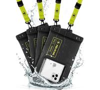 Pelican Marine - Paquete de 4 Fundas flotantes Impermeables IP68 (tamaño XL) para iPhone 15 Pro Max/14 Pro Max/13 Pro Max/12 Pro Max/S23 Ultra/Pixel 8 - Cordón Desmontable - Negro/Amarillo