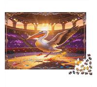 Pelícano en el Teatro Puzzle de 1000 Piezas Papel para Adultos Escena de Atardecer en el Escenario Juego de Puzzle 1000 Piezas Relajación Decoración Hogar Regalo 38x26cm/1000pcs