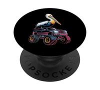 Pelícano en Monster Truck PopSockets PopGrip Adhesivo