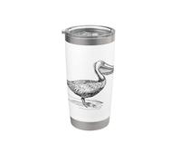 Pelícano Vintage Bird Marrón Estampado de Pájaro Marino Vaso térmico de acero inoxidable de doble pared